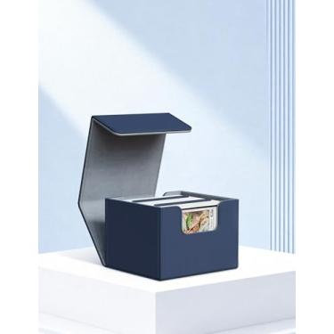 Imagem de Caixa de baralho para MTG Commander comporta mais de 100 cartas de manga única, caixa de armazenamento magnética para cartas de jogo TCG CCG Magic (azul e cinza)
