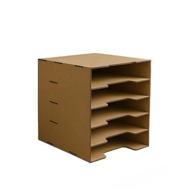 Imagem de Organizador de Papéis 5 Divisórias em MDF 27 cm x 24 cm x 30 cm para Escritório, Casa e Escola, Facilita Classificação de Documentos, Recibos e Notas(Mdf cru)