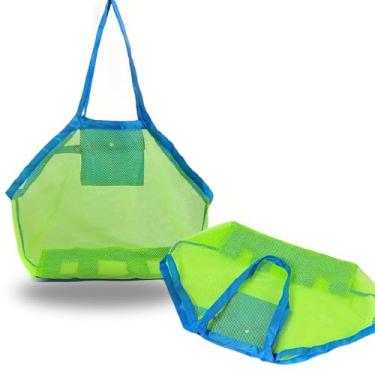 Imagem de Bolsa de Praia Dobrável em Poliéster Verde e Azul – Leve, Compacta e Resistente, 1 Compartimento, Ideal para Praia, Piscina, Viagens e Academia (VERDE)