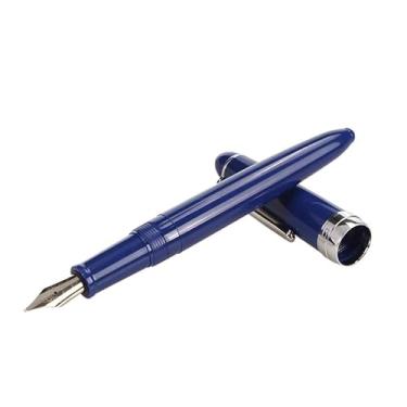 Imagem de ONECMN Caneta-tinteiro colorida transparente fofa com ponta F de 0,5 mm F canetas de tinta de resina para escrever materiais escolares de papelaria (azul)