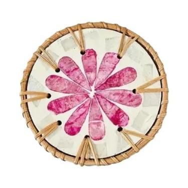 Imagem de Sousplat Redondo De Rattan Colorido Boêmio 10cm Para Mesa De Chá 1PC -