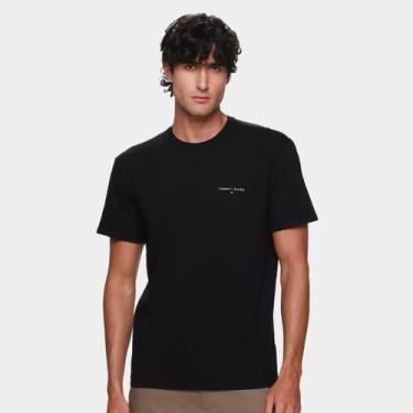 Imagem de Camiseta Tommy Jeans Linear Chest Masculina, Preto, P