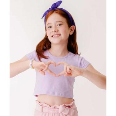 Imagem de Blusa Infantil Cropped Glitter Manga Curta Tam 4 a 10-62075 - AQUARELA
