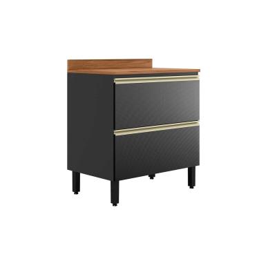 Imagem de Balcão de Cozinha c/ Tampo Proença c/ 1 Porta e 1 Gaveta 80cm Nogueira/Carbono Prime TX - Demóbile