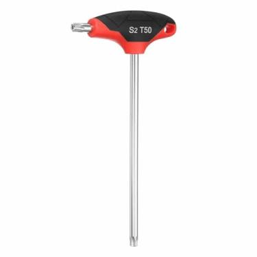 Imagem de HARFINGTON Chave Torx T-Handle T50 S2 Chave em T de Extremidade Dupla de Aço Chave de Fenda Torx Chave de Fenda Hexagonal Ferramenta para Manutenção Doméstica Automotiva, Vermelho Preto