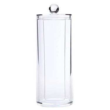 Imagem de Suporte Dispenser de Algodão para Maquiagem Acrílico Jars Armazenamento Cosmético Redondo com Tampas Cotonete e Discos Acessórios Banheiro Prateleira Vanity