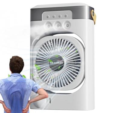 Imagem de Ventilador de ar condicionado, ventilador de ar condicionado - Ar condicionado do ventilador mais frio ruído baixo,Luz noturna de 7 cores, umidificador de mesa para acessórios para cubículos