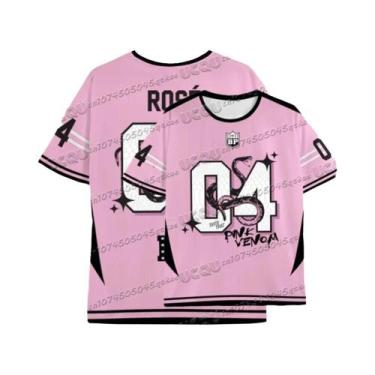 Imagem de Camiseta Feminina Rosa E Preta Com Estampa De Cobra, Gola Redonda, Sol