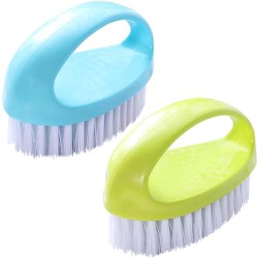 Imagem de 2 brosses de nettoyage robustes et durables, parfaites Pour nettoyer la Salle de bain, la Douche, l'évier, la Cuisine, la baignoire, les sols, etc. Brosses de nettoyage (Verte + Bleue).