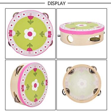 Imagem de SPYMINNPOO Sino de Tambor de Pandeiro Portátil de Madeira para Percussão Musical, Fácil de Tocar para Acompanhamento de Canto/dança, Padrões Coloridos, Ideal para Crianças/adultos, 15 Cm (Todas as