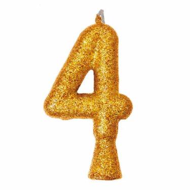 Imagem de Vela de Aniversário Puro Glitter Dourada - Festcolor, 4