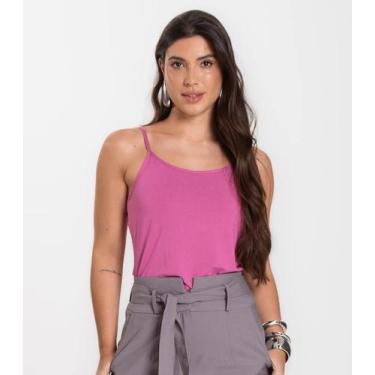 Imagem de Blusa Feminina de Alças Básica Rovitex Rosa, G, Rosa