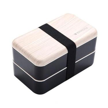 Imagem de Lancheira Bento Box de Plástico Portátil de Duas Camadas para Micro-on