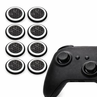 Imagem de Kit 8 Grip Protetor Analógico Borracha Silicone para Controle Gamer, Compatível com PS3 PS4 PS5 (Branco)