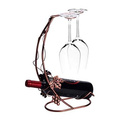 Imagem de Rack de vinho 1 garrafa de bancada de metal para taças de vinho rack de vidro de mesa suportes de armazenamento de vinho suportes de bronze para adega de despensa de cozinha (cor: ouro tamanho: 1