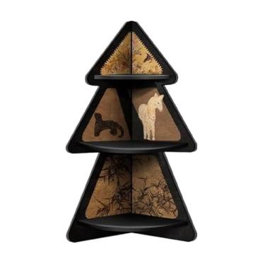 Imagem de x3anggyt5 Prateleira de livros, armário de canto para sala de estar, armário de canto retrô, armário de armazenamento de fenda do chão ao teto, estante de livros