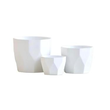 Imagem de Kit Jogo 3 Vasos para Plantas Decorativo Cachepô Liso Injetado Centro Mesa Suculentas Cactos(Branco)