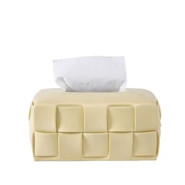 Imagem de x3anggyt5 Capa de caixa de lenços de papel cerâmico, quadrado, textura tecida, casa, sala de estar, organizador de mesa, suporte de caixa de lenços (amarelo)