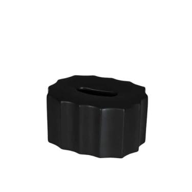 Imagem de Caixa de lenços de cerâmica simples e prática para sala de estar, organizador de decoração de mesa para guardanapo criativo (preto)