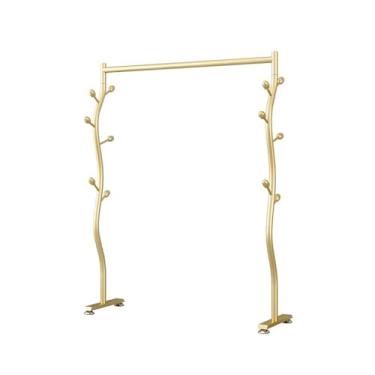 Imagem de KHUTRW3D Suporte de chapéu para pendurar no chão do quarto cabide de roupas simples não ocupa espaço na extremidade da cama cabideiro de roupas pequenas rack de vara corredor árvore (ouro, pequeno)