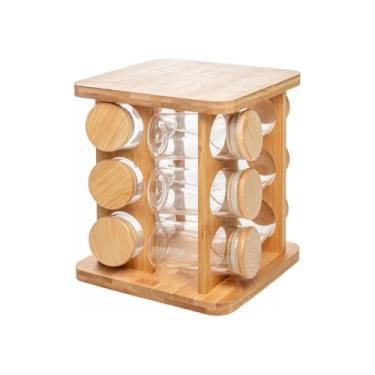 Imagem de Porta Temperos Porta Codimentos Giratório 12 Potes 80ml Organizador de Condimentos para Cozinha