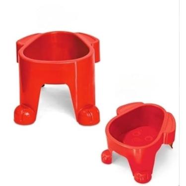 Imagem de Comedouro Bebedouro Elevado para Cães – Pequeno 300ml e Grande 1000ml, Postura Correta e Conforto(Vermelho,Par 300 ML)