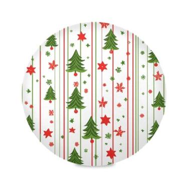 Imagem de STAYTOP Jogo americano redondo de árvore de Natal, 6 peças, tapetes de mesa antiderrapantes fáceis de limpar para decoração de mesa de festa de churrasco em casa