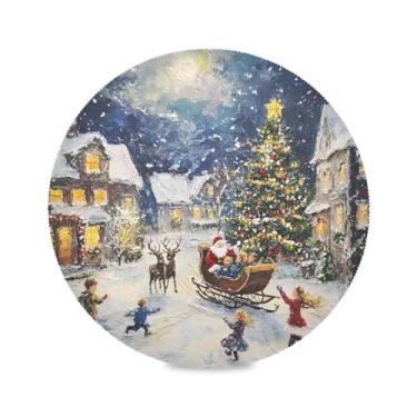 Imagem de STAYTOP Jogo americano redondo de Natal, noite, noite, rua, 6 peças, tapetes de mesa antiderrapantes fáceis de limpar para casa, cozinha, churrasco, festa, decoração de mesa
