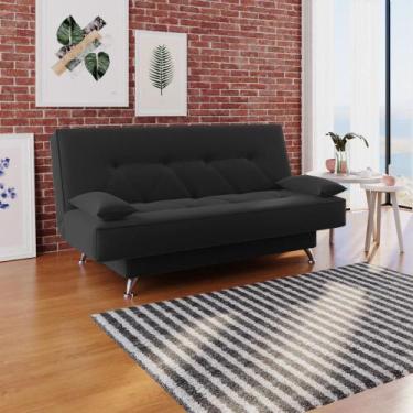 Imagem de Sofá Cama 1,80m Fabiane Suede Preto  Madelina Decor