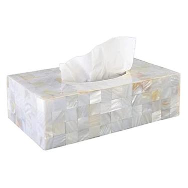 Imagem de CYYHGD Caixa de lenços em forma de concha criativa, caixa de lenços retangular, suporte de toalha para casa, escritório, banheiro, escritório, carro, vaso sanitário