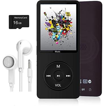 Imagem de Leitor de MP3, reprodutor de música com cartão micro SD de 16 GB, altifalante integrado, reprodução de fotos, vídeo, rádio FM, gravador de voz, leitor de livros eletrónicos, suporta até 128