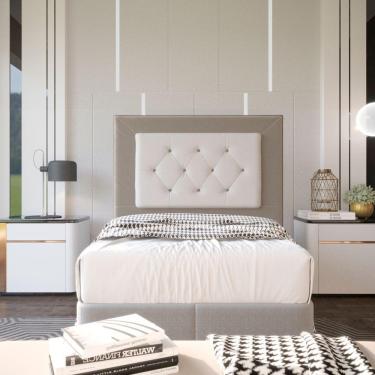 Imagem de Cabeceira Solteiro 0,90m Havana Suede Branco Bege