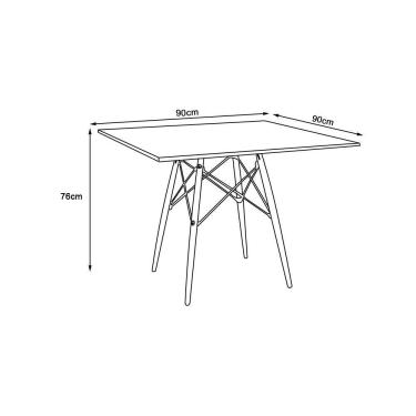Imagem de Mesa De Jantar Quadrada 90Cm Branca Base Madeira Branco