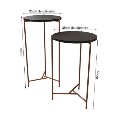Imagem de Mesa Lateral Redonda Áquila Cobre E Tampo Preto - Cor: Preto