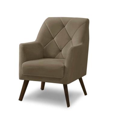 Imagem de Poltrona Decorativa Retrô Recepção Magali Veludo Bege Capuccino Lansofbr
