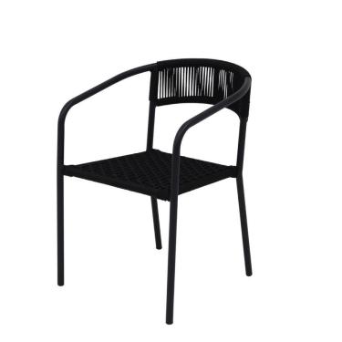 Imagem de Cadeira De Jantar Em Alumínio E Corda Náutica Modelo Lavanda Preto