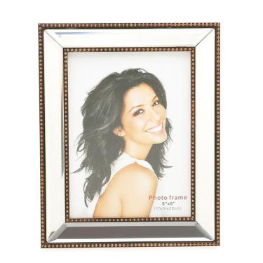 Imagem de Porta Retrato Decorativo De Plástico Espelhado Moldura Bronze Top 15cm X 20cm Wolff