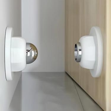 Imagem de Batente de porta magnético - Suporte de porta de força padrão de unidade única para uso doméstico e RV, posicionador magnético básico de porta (preto) (branco)