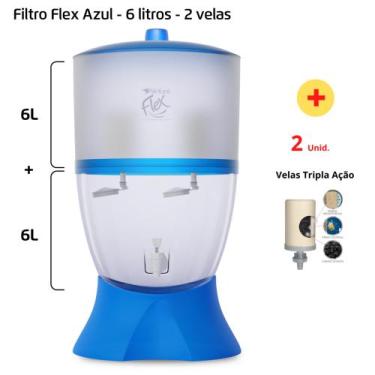 Imagem de Filtro para Água Stéfani Flex Azul 6 Litros 2 Velas 2 Boias + 2 Velas 