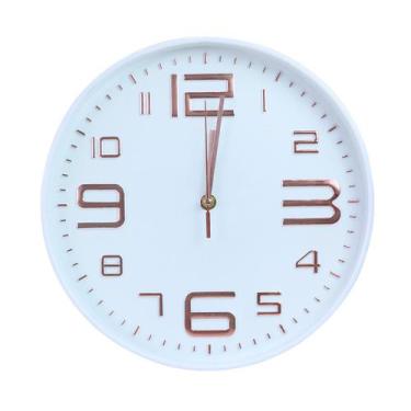 Imagem de Relógio De Parede De Plástico Decorativo 30cm - Amigold, BRANCO