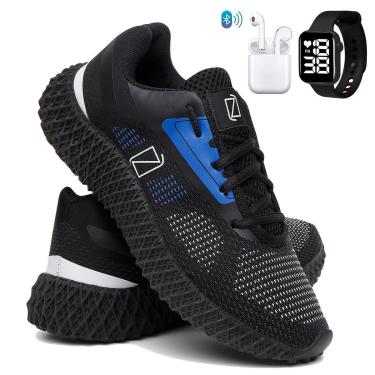 Imagem de Tênis Masculino de Corrida e Academia Super Leve e Confortável com Relógio e fone-Masculino