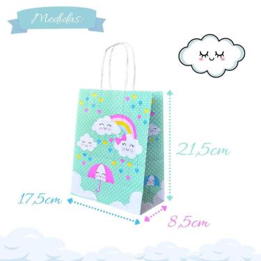 Imagem de Sacola De Papel Kraft Presente Estampadas 17,5X8,5X21,5Cm