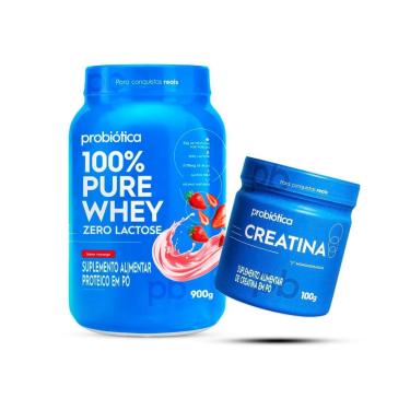 Imagem de Combo Whey Zero Lactose 900g e Creatina 100g Probiótica-Unissex