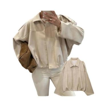 Imagem de Jaqueta Bomber Oversized Verde Martini Para Mulheres, Manga Longa, Cas