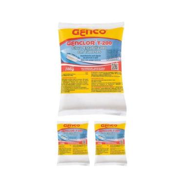 Imagem de Kit 3 Pastilha Tablete Estabilizado Genclor T-200 Genco  200g