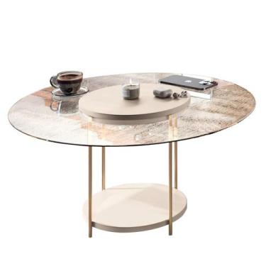 Imagem de Mesa de Centro Redonda Tampo de Vidro Mindy H01 Off White - Mpozenato,