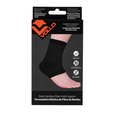 Imagem de Tornozeleira Elástica Fibra de Bambu - Tamanho Único Preta - Vollo-Masculino