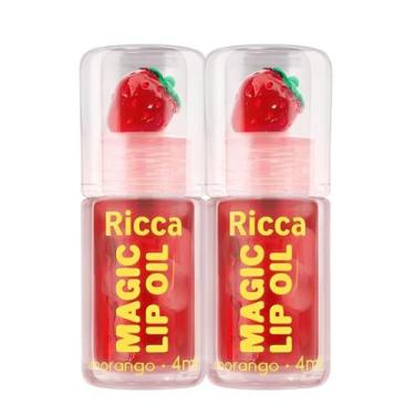 Imagem de Kit 2 Gloss Magic Lip Oil Morango Ricca Brilho Labial Líquido Hidratan