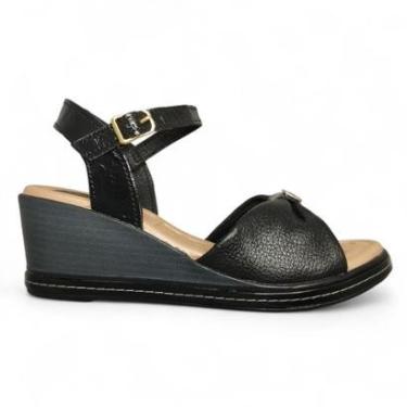 Imagem de Sandália Anabela Feminina Pegada Salto Couro 233956-Feminino