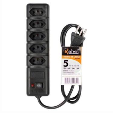 Imagem de Filtro de Linha com 5 Tomadas Extensão Elétrica 10 Amperes 3 Metros Pr